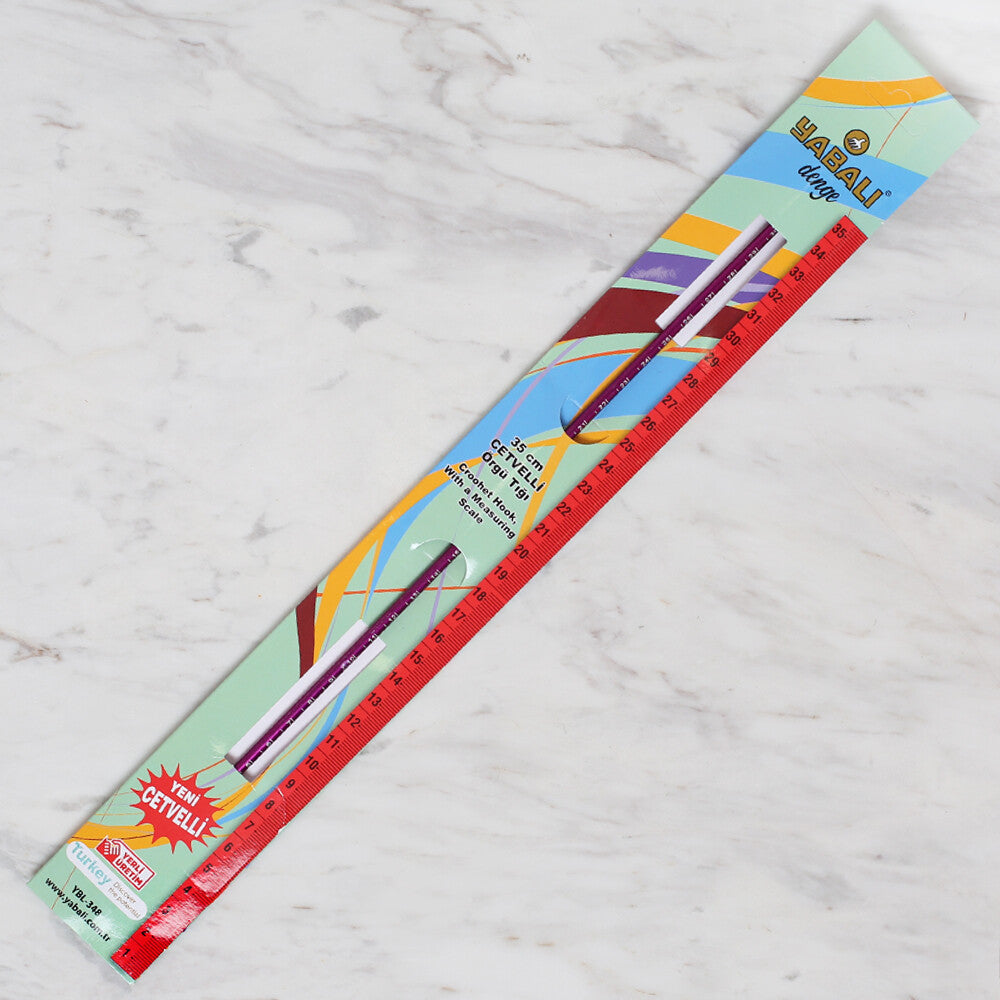 Yabalı 4.5 mm 35 cm Mor Cetvelli Örgü Tığı - YBL-348